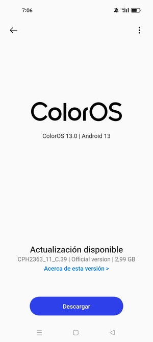 Si su teléfono está actualizado, verá la siguiente pantalla