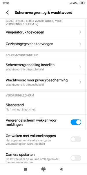 Selecteer Schermvergrendeling instellen