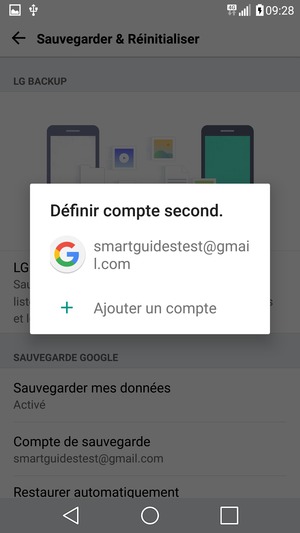 Sélectionnez votre compte de sauvegarde