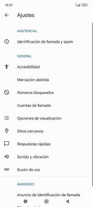 Seleccione Buzón de voz