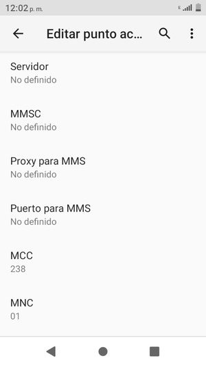 Desplácese hacia abajo e introduzca la información MMS