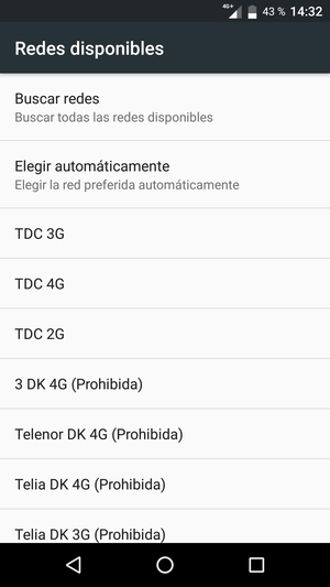 Seleccione un operador de red de la lista