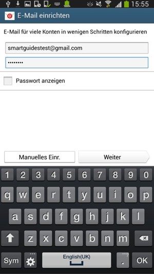 Geben Sie Ihre Gmail oder Hotmail Adresse und Ihr Passwort ein. Wählen Sie Weiter