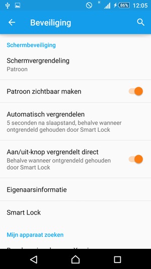 Selecteer Schermvergrendeling