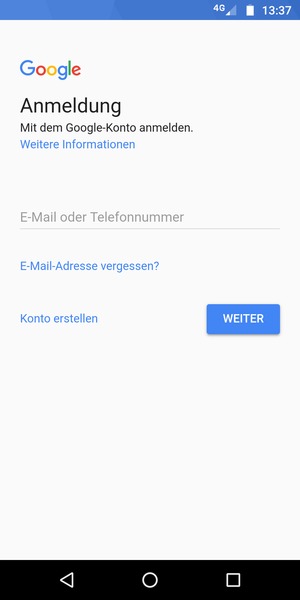Geben Sie Ihre Gmail Adresse ein und wählen Sie WEITER