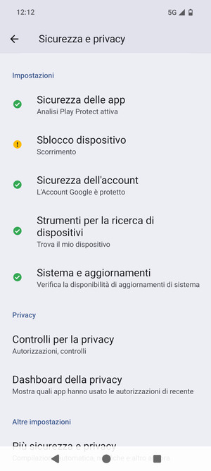 Scorri e seleziona Piú sicurezza e privacy