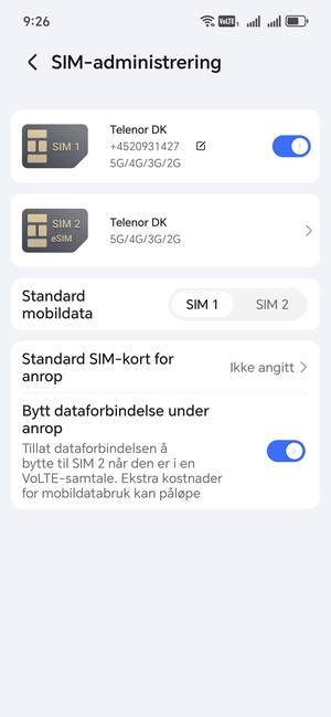Ditt eSIM
er nå aktivert