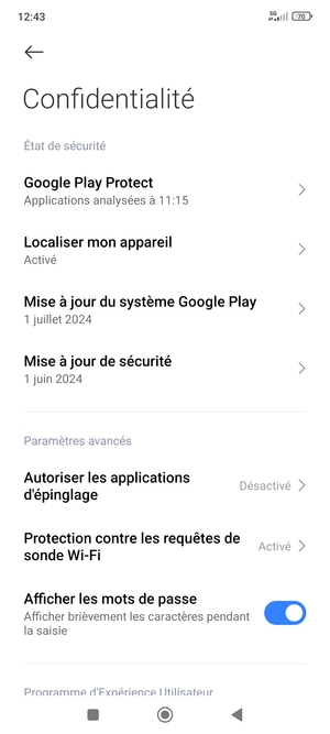 Sélectionnez Mise à jour du système Google Play