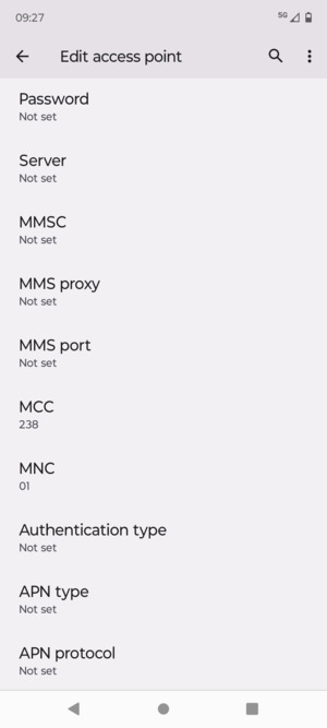 Scroll down and enter MMS information
