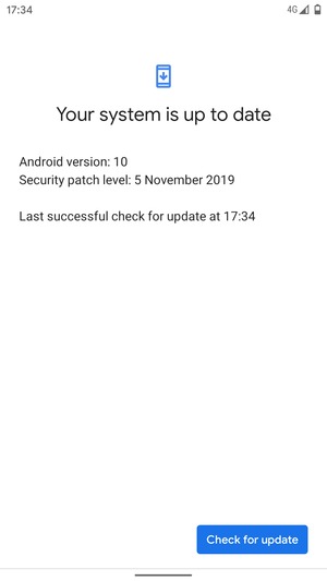 If your phone is up to date, you will see the following screen
