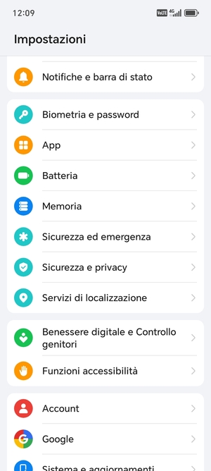 Scorri e seleziona Sicurezza e privacy