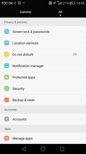 Scroll to and select Security