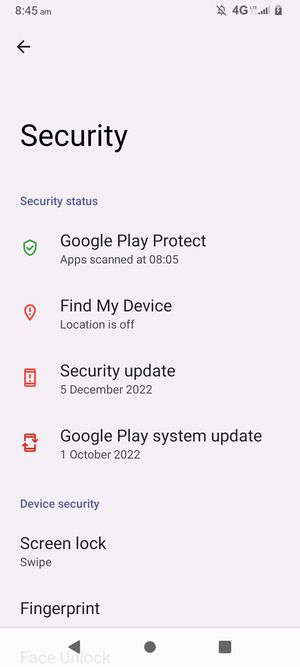 Select Screen lock