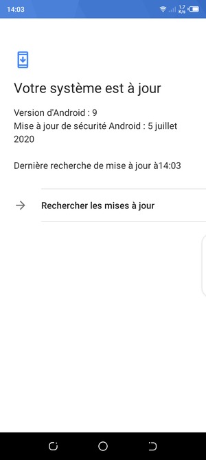 Si votre téléphone est à jour, vous verrez l'écran suivant