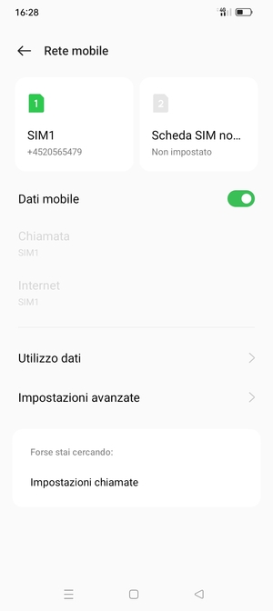 Seleziona SIM1 o SIM2