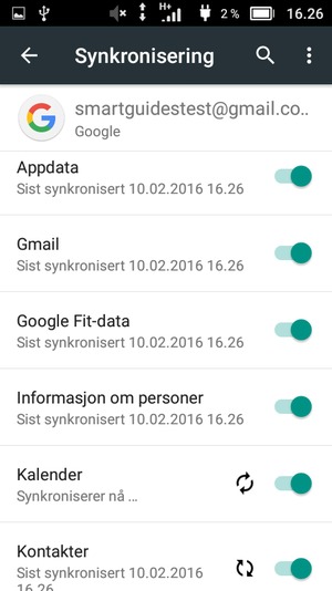 Din informasjon blir synkronisert