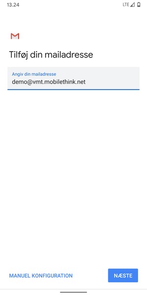 Indtast din e-mailadresse og vælg NÆSTE