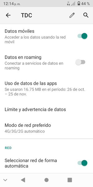 Desactive Seleccionar red de forma automática