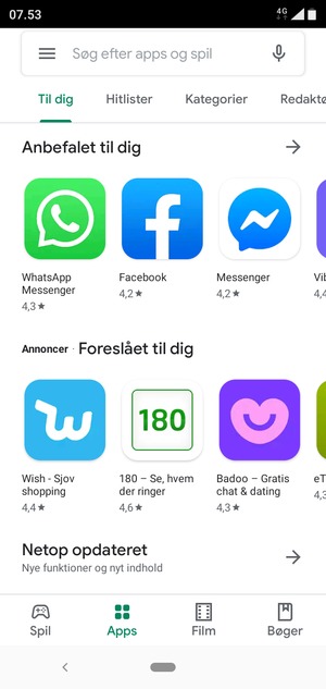 Vælg søgefeltet