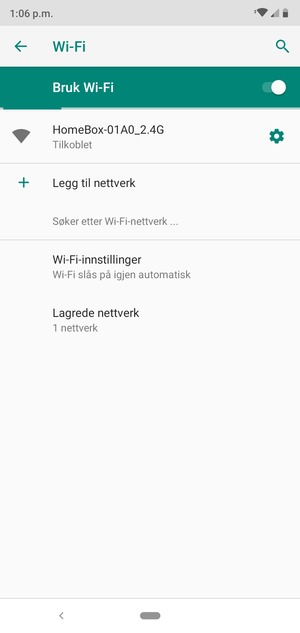 Du er nå koblet til Wi-Fi-nettverket