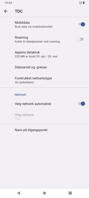 Velg Foretrukket nettverkstype