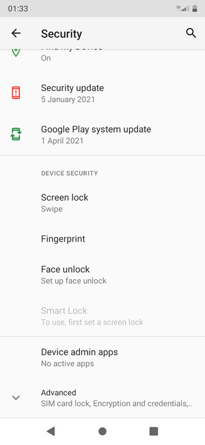 Select Screen lock