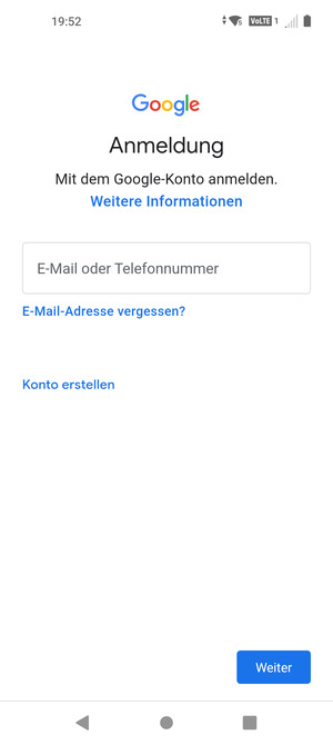 Geben Sie Ihre Gmail Adresse ein und wählen Sie Weiter