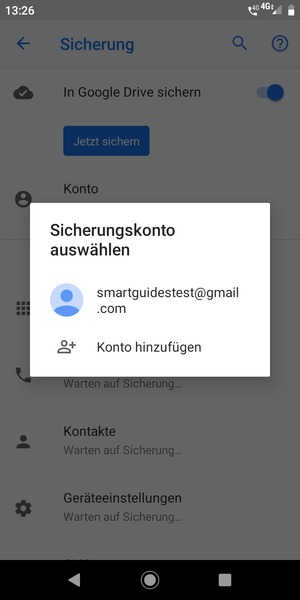 Wählen Sie Ihr Konto für Backup