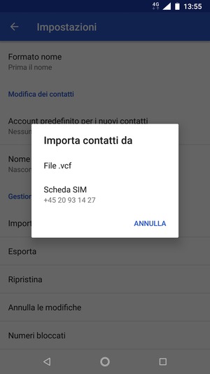 Seleziona Scheda SIM