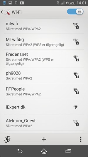 Vælg det trådløse netværk, du ønsker at oprette forbindelse til