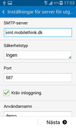 Ange utgående serveradress