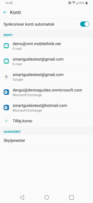 Vælg din Google konto