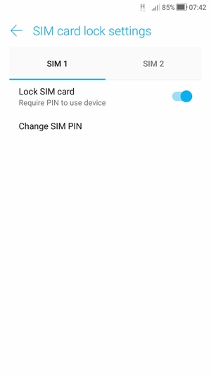 Select SIM 1 or SIM 2 and select Change SIM PIN