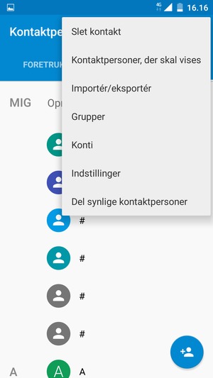 Vælg Importér/eksportér