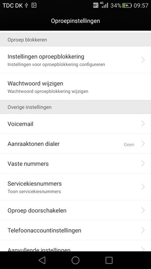 Scroll naar en selecteer Voicemail