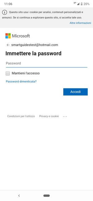 Inserisci la tua password e seleziona Accedi