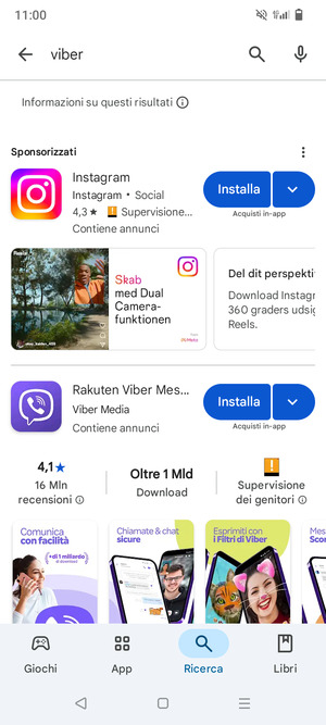 Seleziona l'applicazione