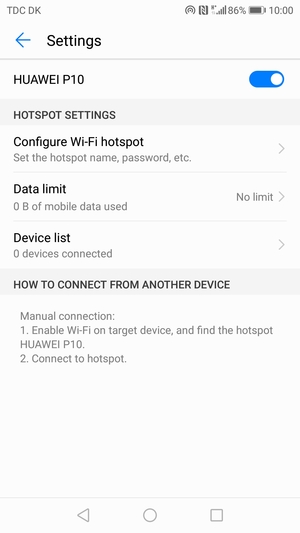 Your phone is now set up for use as a modem