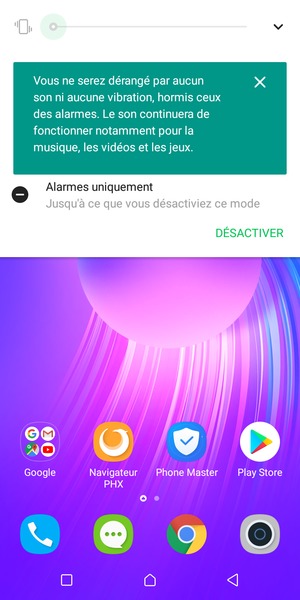 Appuyez une fois de plus pour passer en mode silencieux