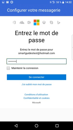 Saisissez votre mot de passe et sélectionnez Se connecter