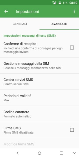 Seleziona Centro servizi SMS