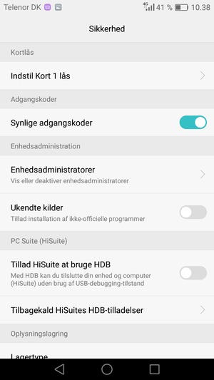Vælg Indstil Kort lås