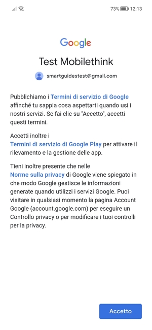 Seleziona Accetto