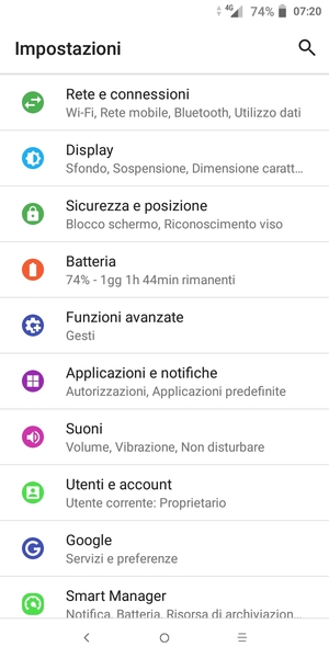Seleziona Rete e connessioni