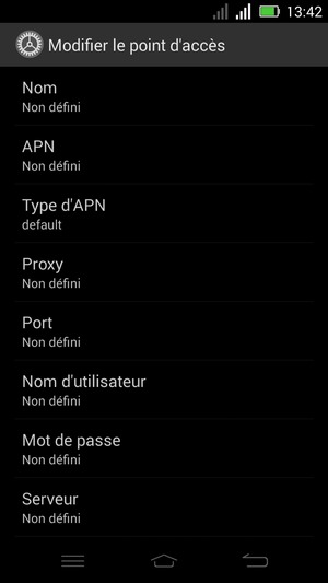 Saisissez les informations Internet