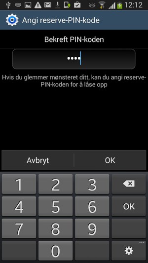 Bekreft Reserve-PIN-kode og velg OK