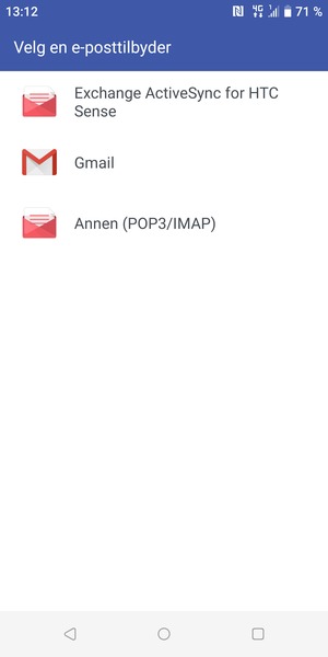 Velg Annen (POP3/IMAP)