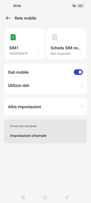 Seleziona SIM1 o SIM2