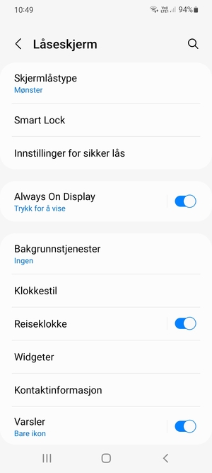 Telefonen din er nå sikret med en skjermlås