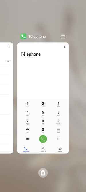 Sélectionnez l'icône Supprimer pour fermer toutes les applis en cours d'exécution